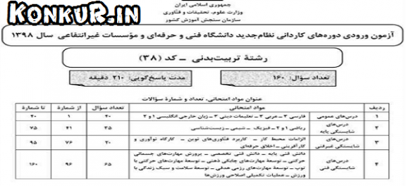 دانلود آزمون کاردانی فنی و حرفه ای سال 98 رشته تربیت بدنی