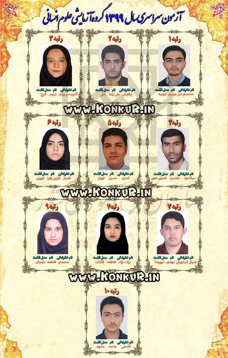 نفرات برتر کنکور سراسری 99