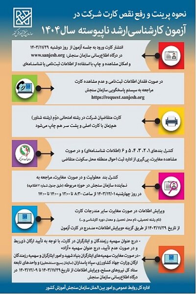 نحوه پرینت و رفع نقص کارت شرکت در آزمون کارشناسی ارشد ۱۴۰۴