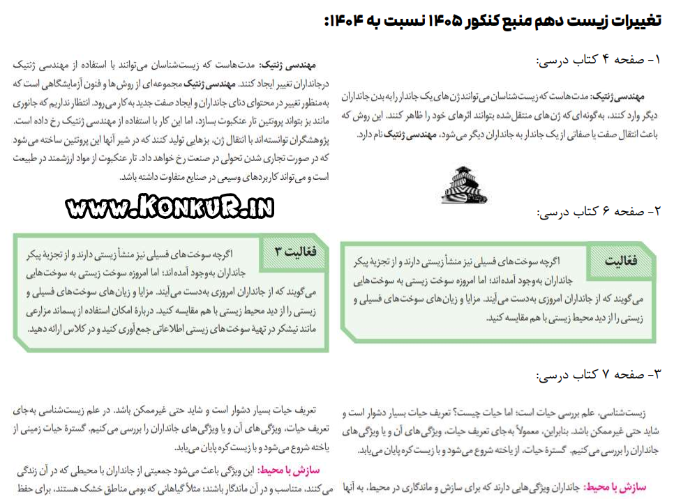 دانلود تغییرات زیست شناسی ویژه کنکور 1405 دانلود تغییرات زیست شناسی ویژه کنکور 1405